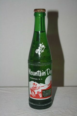 1963 Mountain Dew Is Good Whiteville,  Nc Full 10 Oz Green Hillbilly Bottle