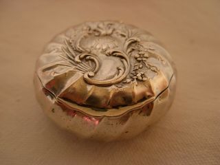 Antique French Solid Silver Pill Box,  Louis Xv Style,  Late 19th Century,