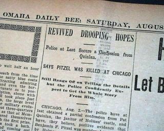 H.  H.  Holmes 1st American Serial Killer Murder Castle In Chicago 1895 Newspaper