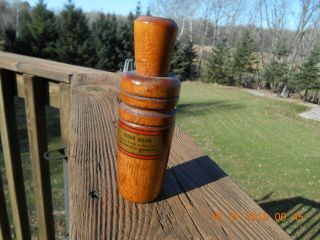 Vintage Oscar Quam 4 3/4 " Wooden Duck Call With Decal