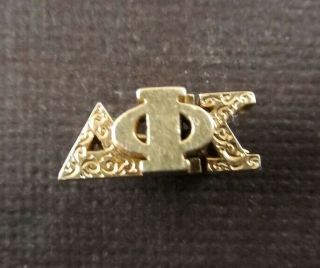 Vintage 14k Yellow Gold Delta Phi Kappa Sorority Fraternity Pin Signed