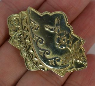 Victorian Chester Silver Aesthetic Movement Brooch With Gilt Finish