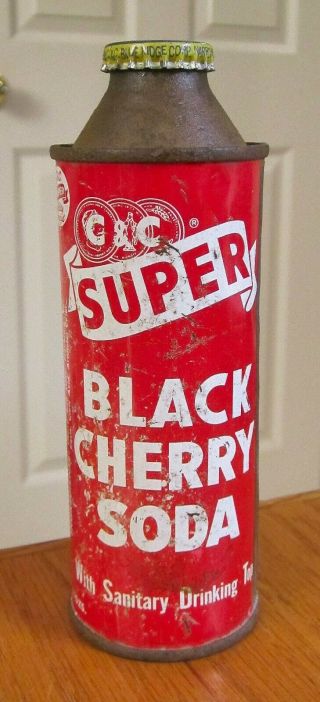 C&c Black Cherry Soda 9 - Oz Cone Top Soda Cola Can With Cap Tough