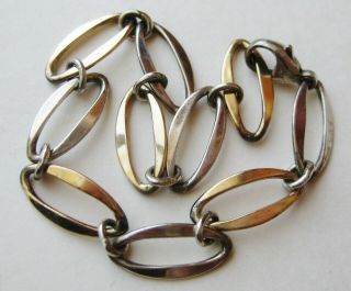 Vtg Ed Levin 14k Yellow Gold & Sterling Silver Panel Link 7 " Modernist Bracelet