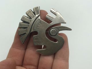 Large Graziella Laffi Vtg Mid Century Bird Sterling Silver Brooch Pin Pendant
