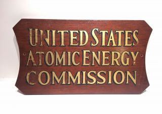 1960s United States Atomic Energy Commission Wood Sign Aec
