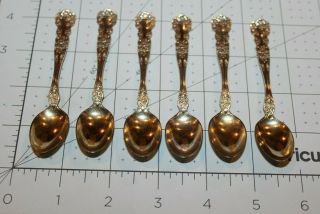 Set Of 6 Vintage Sterling Silver Demitasse Spoons Birmingham England 2.  2 Oz.