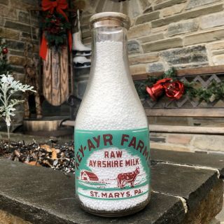 Qt Milk Bottle Key - Ayr Farms Ayrshire Milk St Mary’s Pa 2 Color Pyro Cow Baby