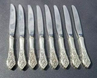 Set Of 8 Reed & Barton Sterling Silver Dinner Knives Florentine Lace No Res