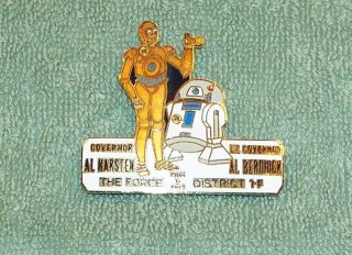 Vintage Star Wars C3po R2d2 The Force Pin Al Karsten Berdnick Governor 1986 1987