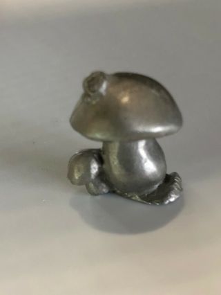 Vintage R.  C.  Pewter Miniature Mini Mushroom With Ladybug On Top Figurine