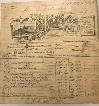 Binghamton York Dr Kilmer Swamp Root Medical Quack 1893 Vintage Letterhead