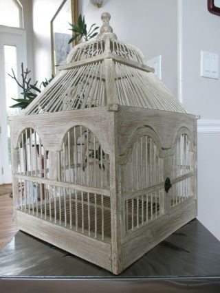 Wood Bird Cage Cathedral Dome Vintage White Wedding Architectural Cottage House