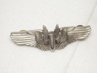 Vintage Sterling Silver Wwii Military Bomber Pilot Wings 3 Inch Pin 19.  3 Grams