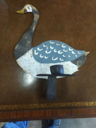 Vintage Painted Folk Art Metal Goose Sconce Candleholder Tin Sheet Metal