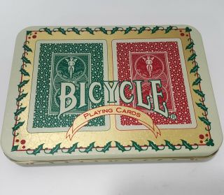 Vtg Bicycle Holiday Back Playing Cards Set 808 In Collector 