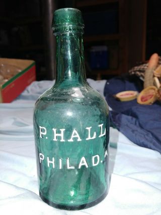 Pontiled P.  Hall,  Philadephia Soda/beer Bottle