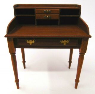 1989 Vintage Miniature Wooden Desk Victorian Style 1:12 Scale Artisan MG 3