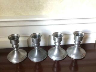 2 Pairs Vtg Web Pewter Candlesticks Candle Holders Weighted 4 - 1/4 " Metalware