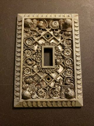 Vintage Antique Gilt Metal Electrical Light Switch Plate Cover