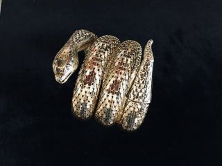 Vintage Whiting & Davis Triple Coil Snake Bracelet Gold Toned