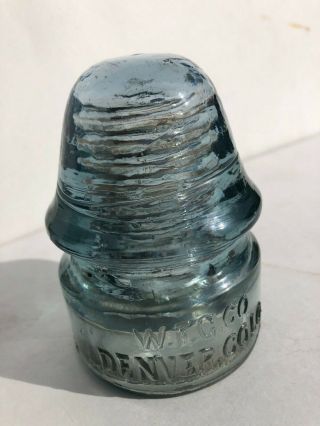 W.  F.  G.  Co.  Denver Colorado Glass Insulator Cd 134 In Dark Steel Blue