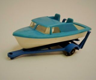 Vintage 1966 No.  9 D Blue & White Boat & Trailer Lisney England Matchbox