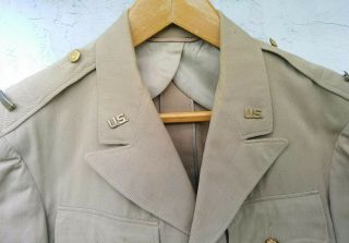 U.  S.  Army WWII Military Named Officers Khaki Four Pocket Jacket 3