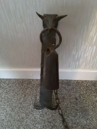 Vintage Blacksmith Made Wrought Iron Door Bell/attention Seeker.  Bull.  Cow Bell