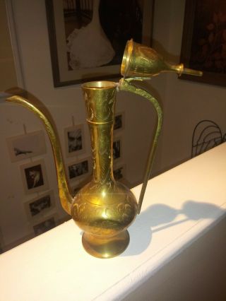 Vintage Tall Brass Teapot - Made In India