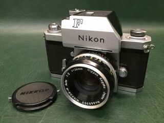 Vtg Nikon F Nippon Kogaku Model 6733745 Camera W/ 50mm 1:2 Nikkor - H Auto Lens