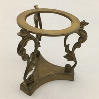 Brass Leaf Base Stand 3.  75 " Tall For Candle Or Flowerpot Holder