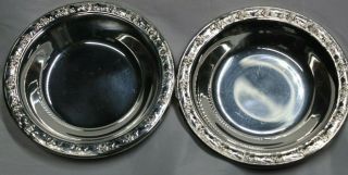 2 Reed & Barton Classic Rose Design 6.  5 " Silverplate Bowls Dishes,  Minimal Wear