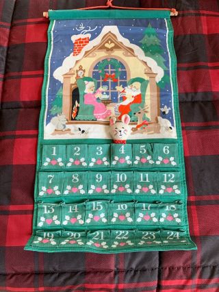Vintage 1987 Avon Countdown To Christmas Advent Calendar With Mouse Fabric