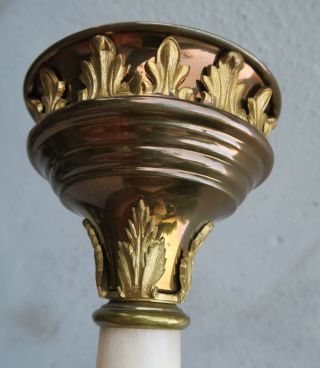 2 Bronze alabaster candle holder Brass candlestick GOTHIC old Antique candelabra 3