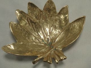 1950 Virginia Metalcrafters Solid Brass Sage Leaves Leaf Trinket Dish Tray