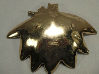 1950 Virginia Metalcrafters Solid Brass Sage Leaves Leaf Trinket Dish Tray 3
