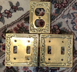 Ornate Decorative Solid Brass 2 Toggle Light Switch And Electrical Plug Plates