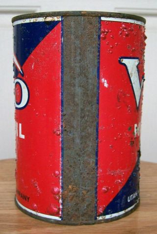 Vico Motor Oil Can,  Utah Refining Co,  1 Qt,  32 oz,  Pre WWII,  100 Paraffin Oil 3