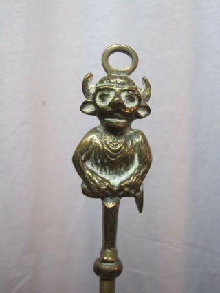 Vintage English Brass Toasting Fork Fireplace Accessory With Devil Handle B7062
