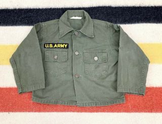 Vintage 40s 50s Hbt 13 Star Button Green Combat Army Ww2 Youth Jacket