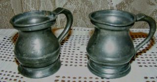 Antique Pewter Half Gill Measuring Cups Or Rum Cups British Victorian