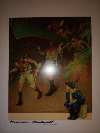 Boy Scouts 11x14 Men Of Tomorrow Norman Rockwell Hand Signed Heavy Wt Lithograph