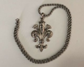 Vintage Peruzzi Fleur - De - Lis Pendent “sterling” Chain