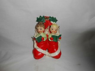 Vintage Sister Girl Angels In Christmas Stocking Wall Plaque