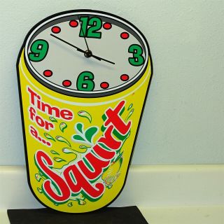 Vintage Squirt Hanging Clock,  Soda Pop Beverage,  Nos