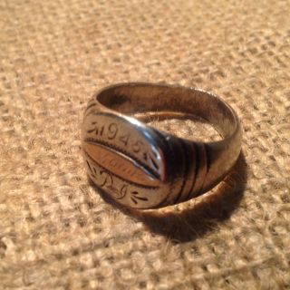 Wwii 1945 Manila Philippines Sterling Silver Us Soldier Trench Art Ring Size 9.  5