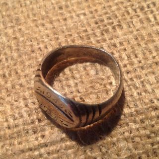 WWII 1945 Manila Philippines Sterling Silver US Soldier Trench Art Ring Size 9.  5 2