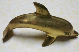 Large Vintage Brass Dolphin/porpoise Statue Figurine - Patina