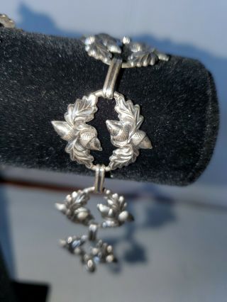 Vintage DANECRAFT Sterling Silver Acorn Necklace and Bracelet Matching 3